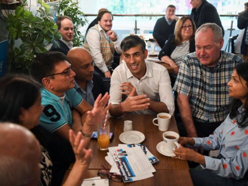 Former prime minister Rishi Sunak (centre) with now Chair of the 1922 Committee Bob Blackman (top-right) (Chris J Ratcliffe/PA)