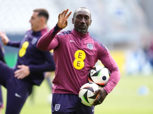 Assistant coach Jimmy Floyd Hasselbaink been working on penalties with England players after training (Adam Davy/PA)