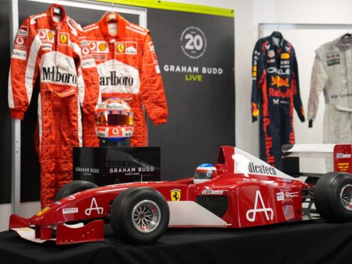 The remote-controlled replica of Michael Schumacher’s Ferrari F2002 is going under the hammer at Silverstone ahead of the British Grand Prix (Joe Giddens/PA)