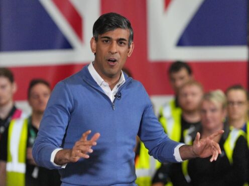 Rishi Sunak says he has not given up hope in the election (Jonathan Brady/PA)