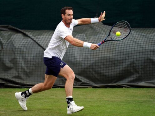 Andy Murray hits a backhand during his practice session on Monday (Jordan Pettitt/PA)