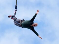 Liberal Democrat leader Sir Ed Davey taking part in a bungee jump (Gareth Fuller/PA)