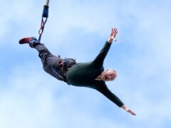 Sir Ed was hoping for a bounce in the polls when he undertook a bungee jump during a visit to Eastbourne Borough Football Club in East Sussex (Gareth Fuller/PA)