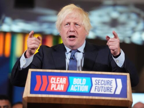 Boris Johnson delivers a speech in central London at a Conservative Party campaign event (James Manning/PA)