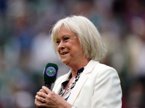 Sue Barker on day four of the 2024 Wimbledon Championships at the All England Lawn Tennis and Croquet Club, London. Picture date: Thursday July 4, 2024. (Zac Goodwin/PA)