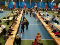 Votes are counted at Silkworth Community Pool Tennis & Wellness Centre in Sunderland (Owen Humphreys/PA)