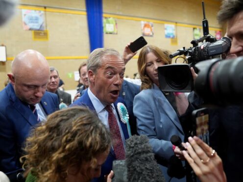 Reform UK leader Nigel Farage was declared the winner of the Clacton constituency (Joe Giddens/PA)