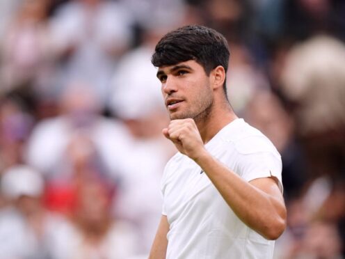 Carlos Alcaraz beat Frances Tiafoe in five sets (Zac Goodwin/PA)