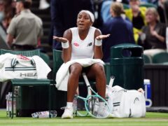 Coco Gauff cut a frustrated figure as she bowed out of Wimbledon (John Walton/PA)