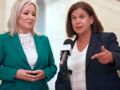 First Minister of Northern Ireland Michelle O’Neill and Sinn Fein’s President Mary Lou McDonald (right), address the media in the Great Hall of Parliament Buildings at Stormont, Belfast, following a meeting with Prime Minister Sir Keir Starmer (Liam McBurney/PA)