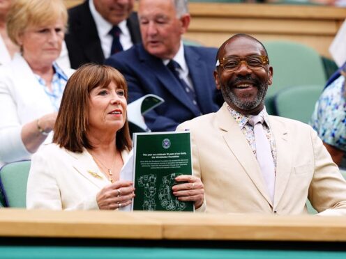 Sir Lenny Henry and Lisa Makin in the royal box on day eight of the 2024 Wimbledon Championships (Aaron Chown/PA)