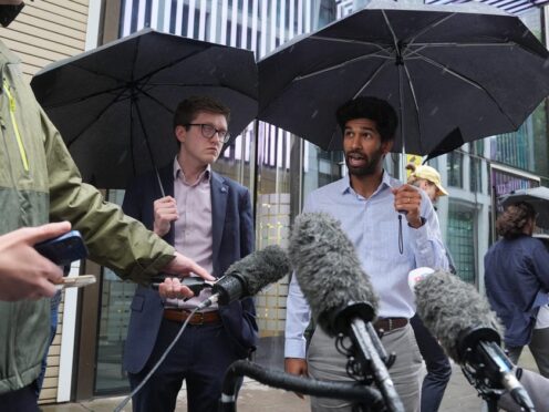 Dr Vivek Trivedi, right, and Dr Robert Laurenson, co-chairmen of the BMA’s junior doctors committee, hailed a ‘positive first step’ towards ending their long-running dispute over pay (Lucy North/PA)