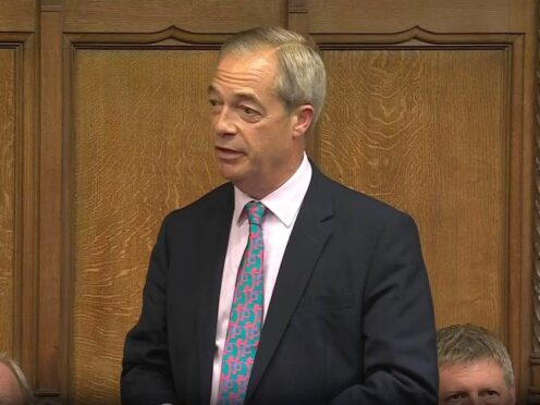 Reform UK leader, Nigel Farage speaking in the House of Commons, London (UK Parliament/PA)