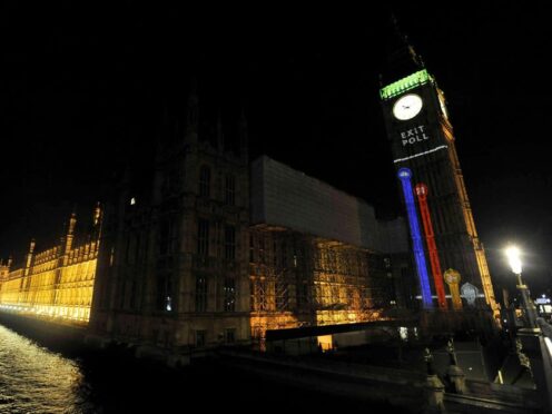 The BBC project the 2010 exit poll result onto the Houses of Parliament, London (Tim Ireland/PA)