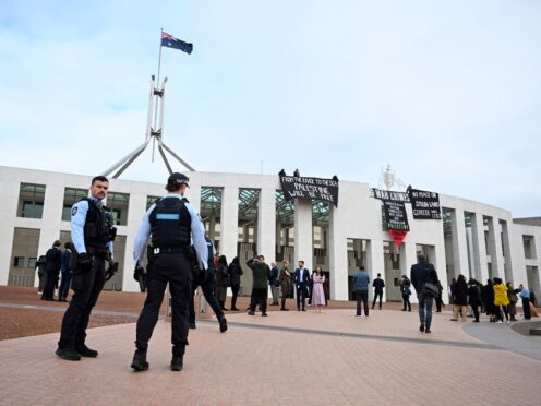 Four people were arrested after the demonstration (AAP Image via AP)