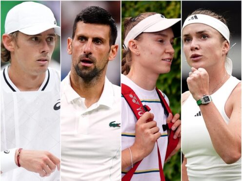 Alex De Minaur, Novak Djokovic, Elena Rybakina and Elina Svitolina are battling for semi-final spots (PA)