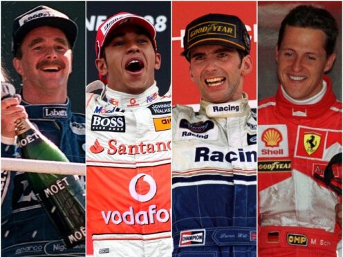 Nigel Mansell (left to right) Lewis Hamilton, Damon Hill and Michael Schumacher have all won the British Grand Prix (David Jones/David Davies/David Jones/Owen Humphreys/PA)