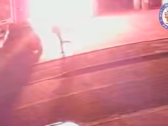 West Midlands Police have released CCTV showing an offender starting a fatal fire in Wolverhampton and running away after almost being engulfed in flames (West Midlands Police/PA)