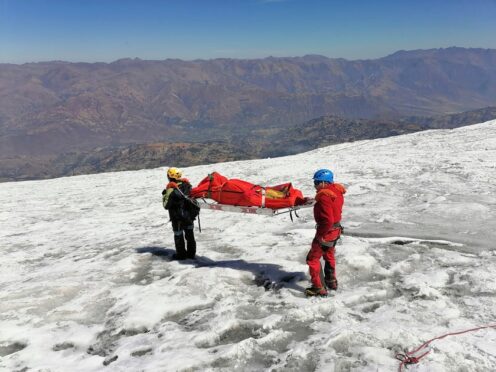 Police recover the body of American climber William Strampfl who died in 2002 (Peruvian National Police via AP/PA)