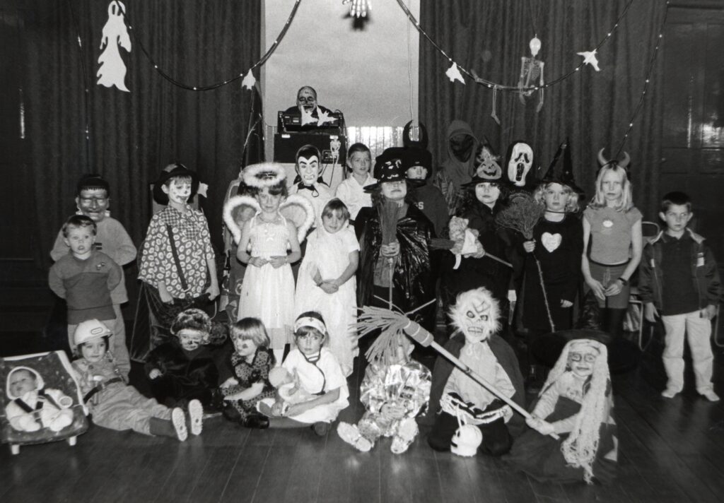 An assortment of characters at the Kildonan Hallowe’en party.