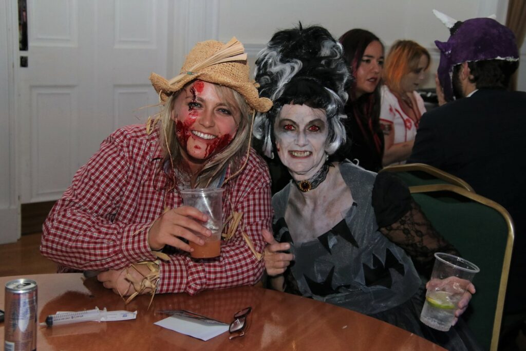 Fancy dress competition winner Rhona Cairns, right, with her daughter Kirsty.