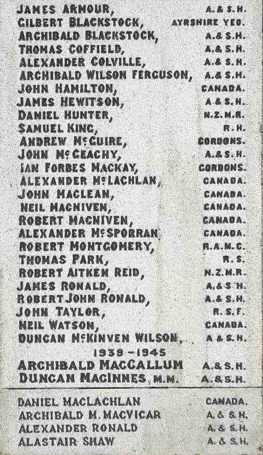 Sergeant James Armour's name, top, is inscribed on Southend's cenotaph.