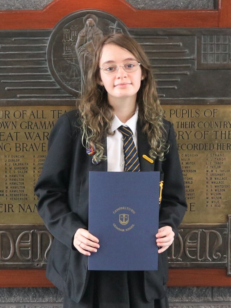 Avery Russell, winner of the Excellent Achievement Award for Chemistry.