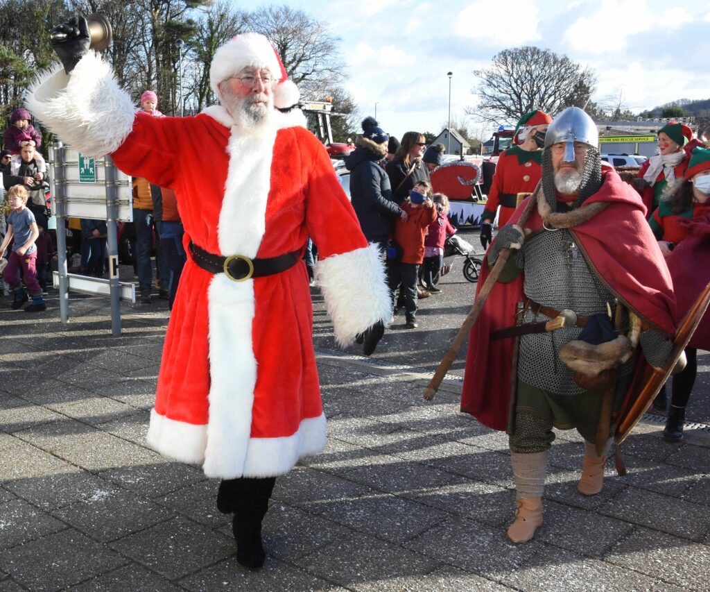 December - Santa made his arrival heard by ringing his bell as he arrived at the Santa’s Sparkle event accompanied by a viking and his elf entourage.