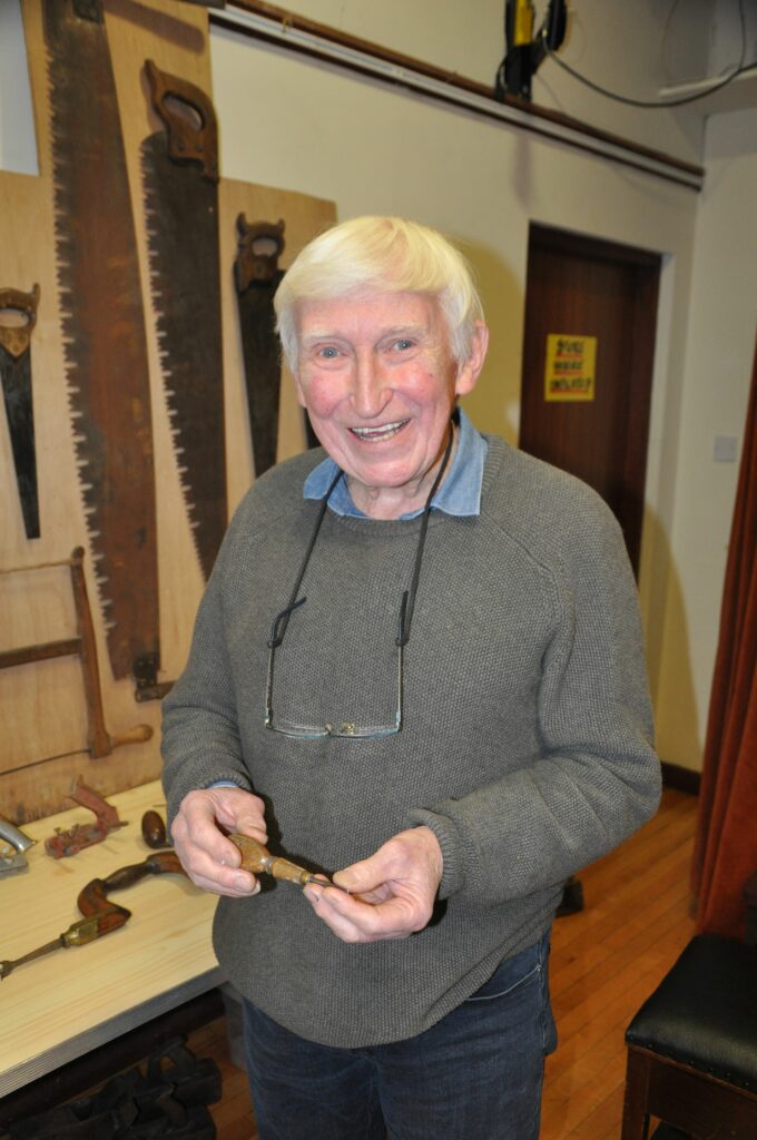 Kept in his pocket, Stuart Gough, shows his most prized possession, his grandfather’s screwdriver.