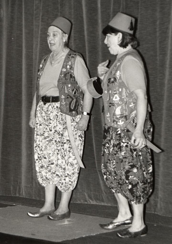 Pictured at the Lamlash panto is Helen Macfarlane and Mary Crawford as the dimwitted duo Toe and Rag.