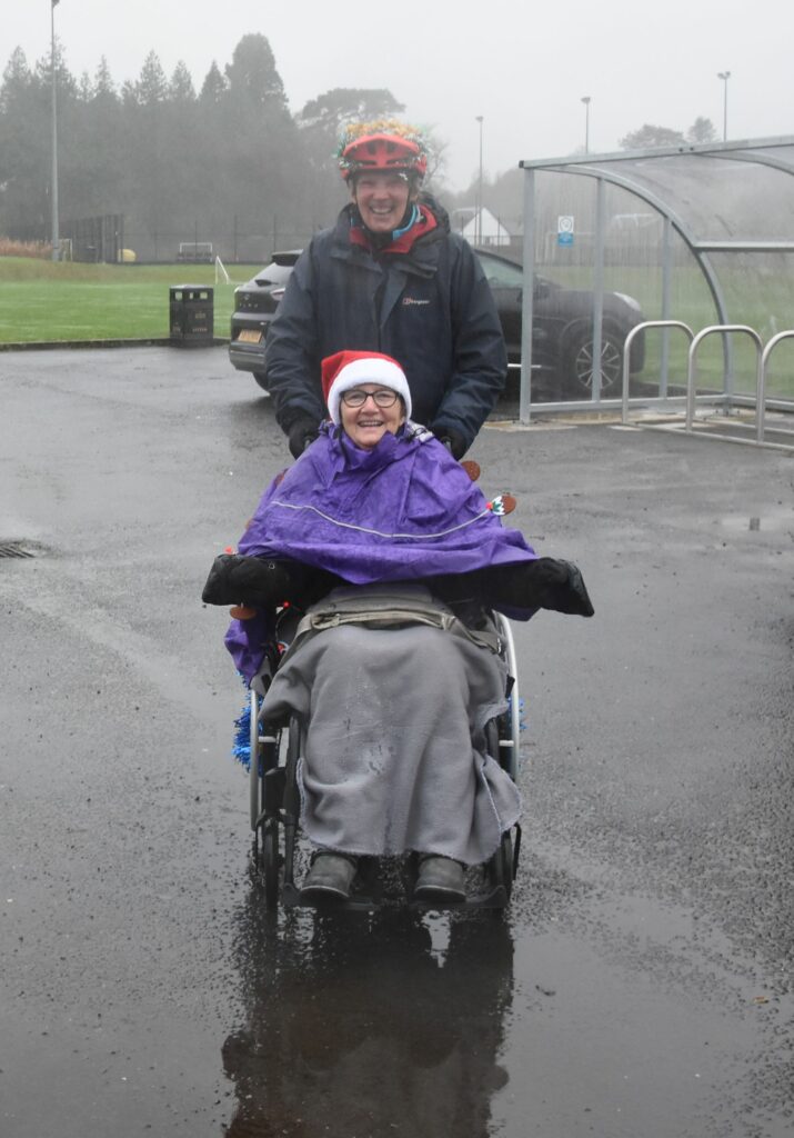 A smiling Sue Berry was there to cheer on the runners and riders with Annie Lloyd.