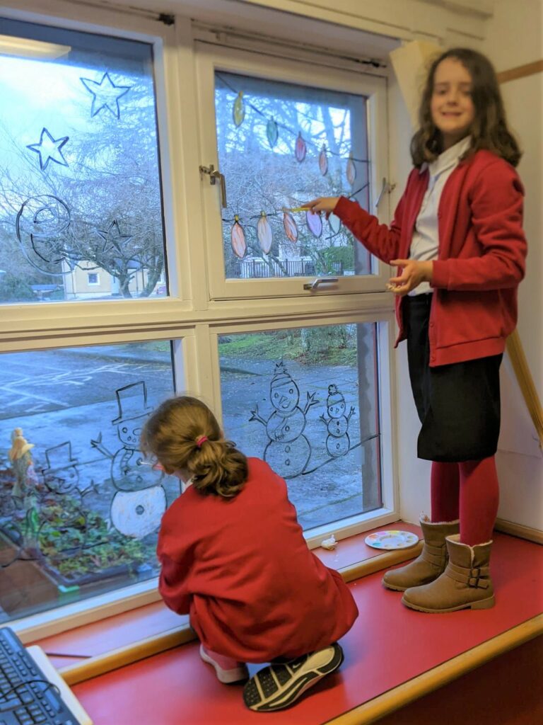 Pupils decorated Carradale Primary School's windows as part of East Kintyre Community Council advent window initiative.