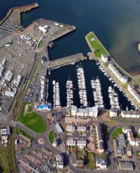 An aerial view of Ardrossan Habour.