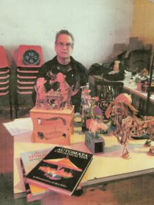 Andrew Hemmings with a selection of his favourite automata at Bellochantuy SWI's recent meeting.