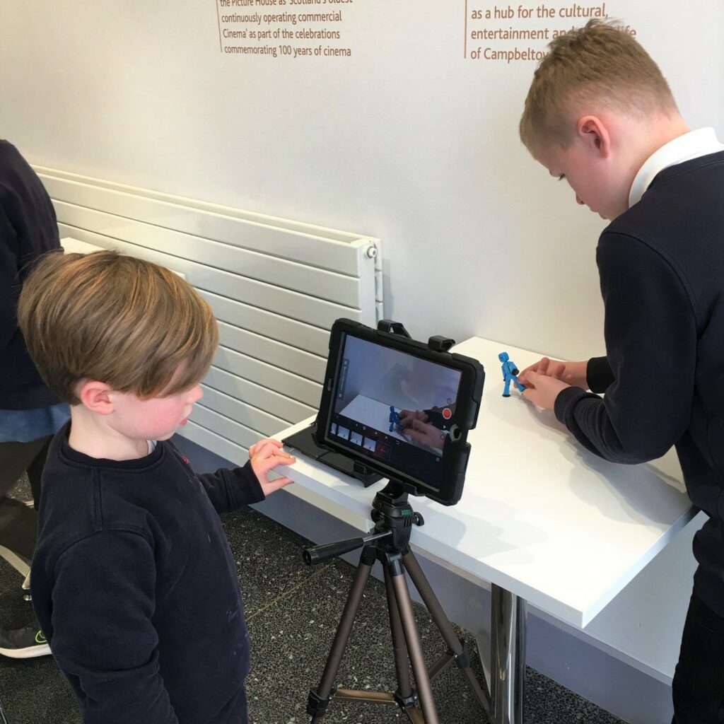 Pupils try their hand at creating animations with 'Stikbots'.