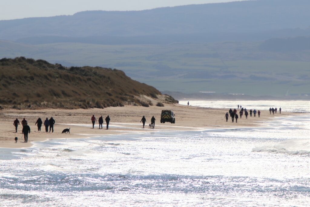 Walkers were supported by Campbeltown Coastguard as they made their way along the beach to Machrihanish.