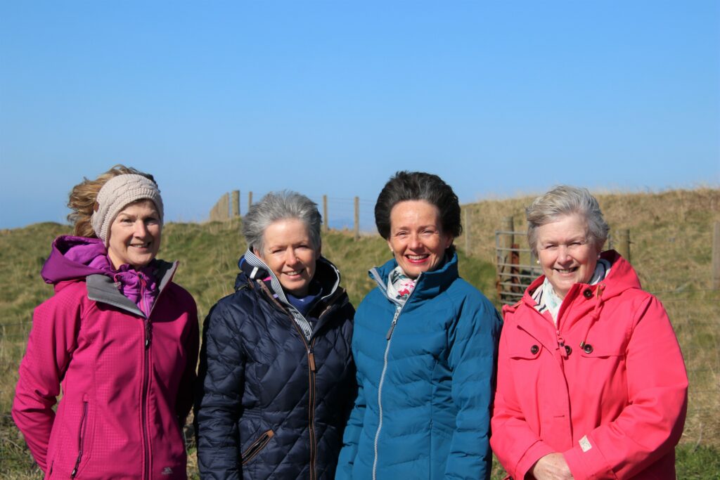 Fiona Semple, Catherine Ralston, Iona Barr and Mary Cameron wrapped up warmly for the blustery walk.