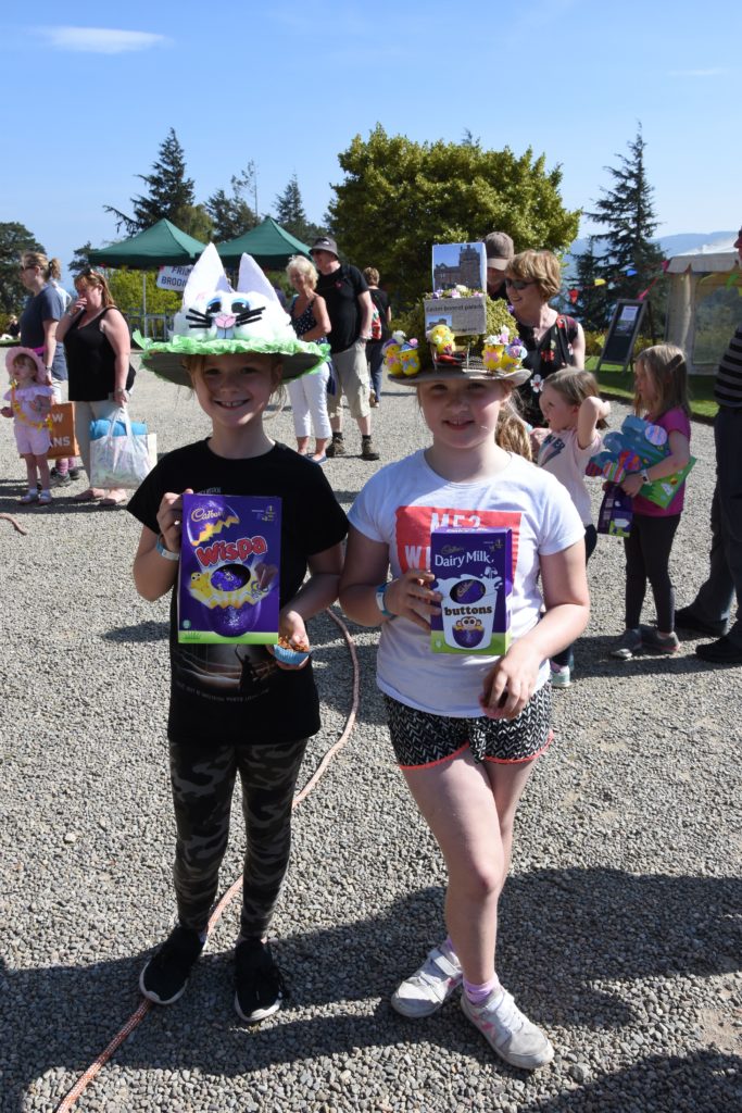 Taking home the prizes in 2019 at the Easter bonnet competition at Brodick castle were cousins Emily Gee of Wales and Alice Holmes from Manchester.