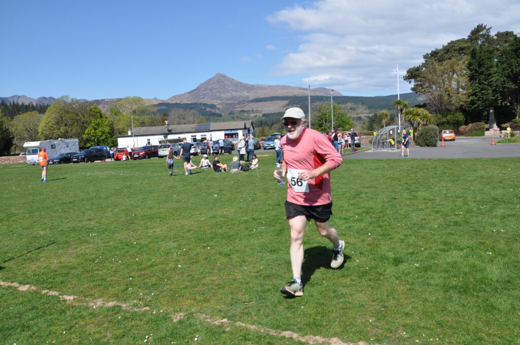 Patrick Scott finishing the race in the shadow of Goatfell.