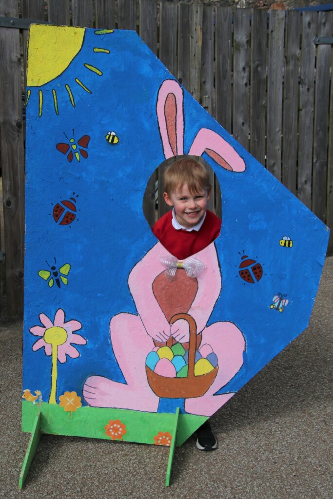 The secondary students made a colourful Easter bunny photobooth for the primary pupils to use.
