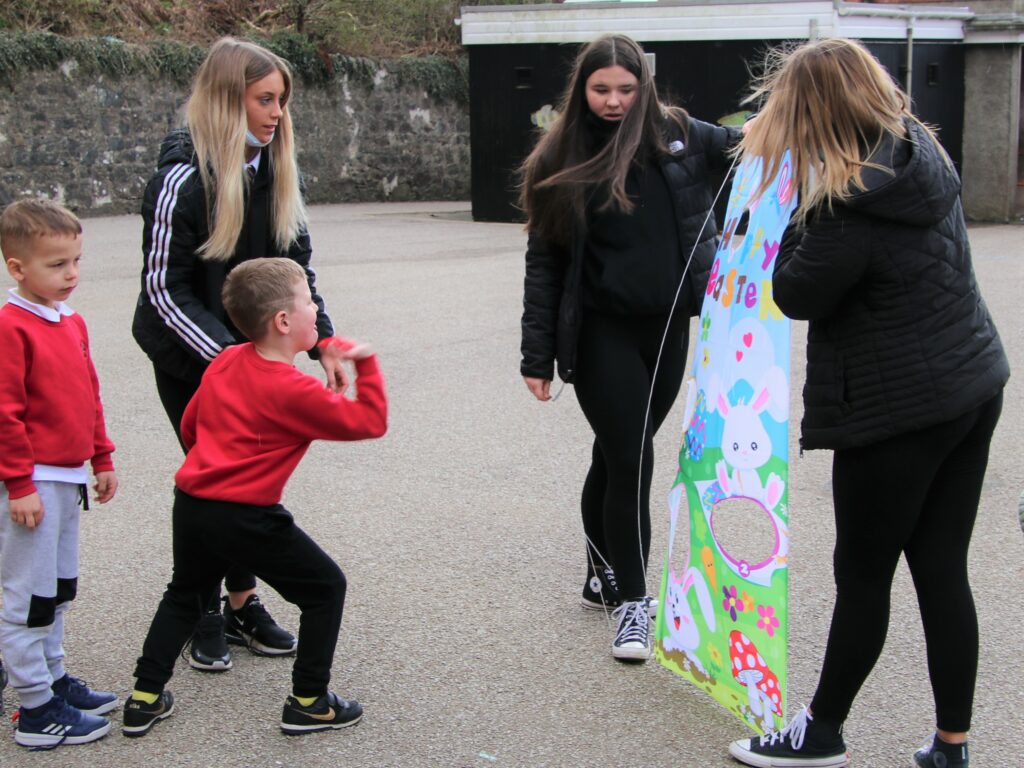 The youngsters played Easter-themed games.