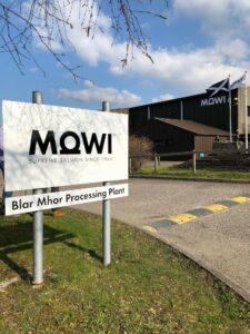 Mowi's new signage at the Blar Mhor site in Fort William. NO F16 MOWI new signs at Blar