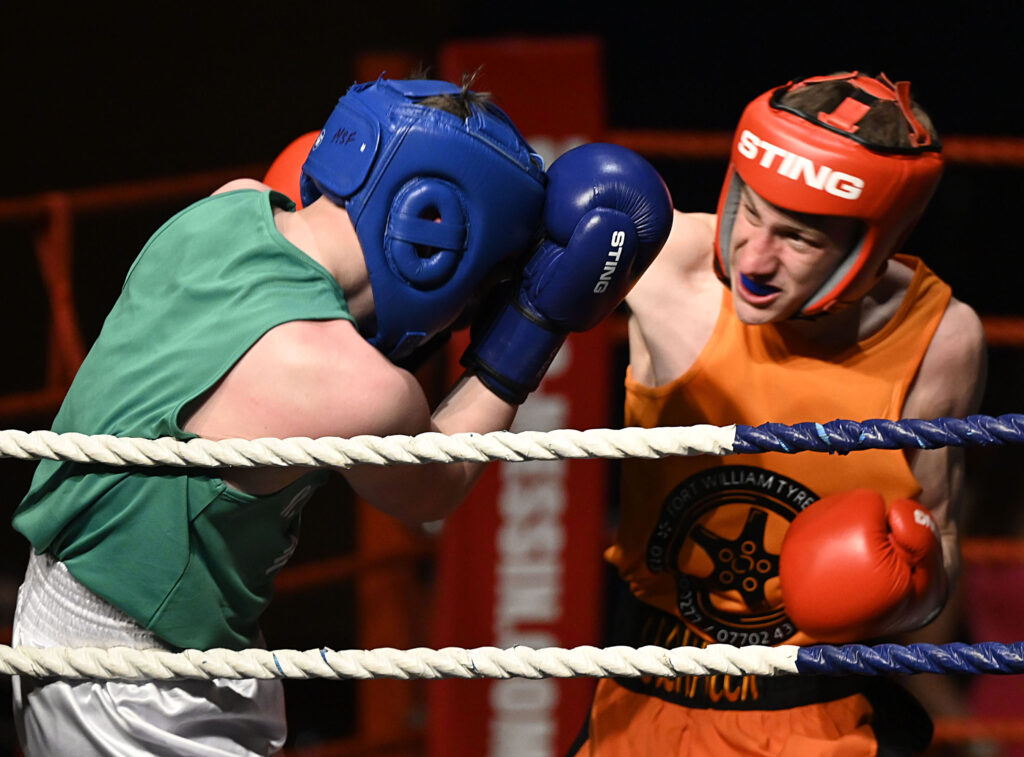 Lochaber's Noah Robertson was lighting fast from the moment his bout against Calum Burnett from Dundee started. Photograph: Iain Ferguson, alba.photos