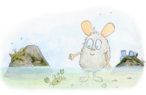 Mr Furboch encountered as a small green crab when he dipped his hairy big feet into the sea.