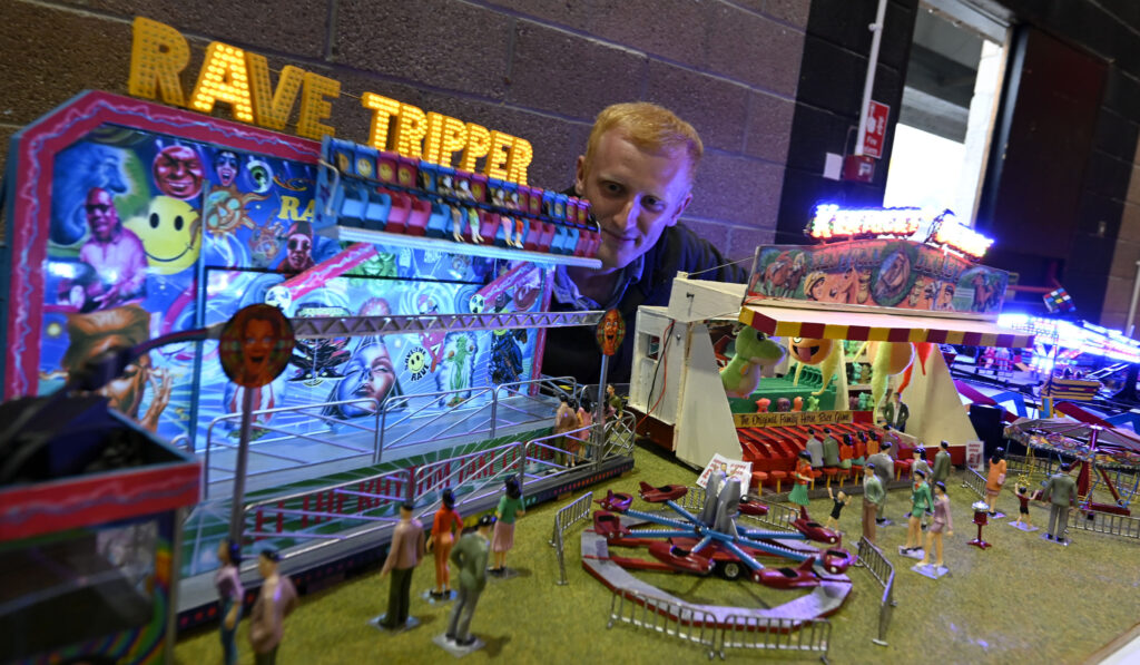 Rob Brooks built his model of a fairground scene with some of the detail copied from 'the real thing' which just happened to be operating right next to the Nevis Centre.  Photograph:  Iain Ferguson, alba.photos

NO F18 Model show 09
