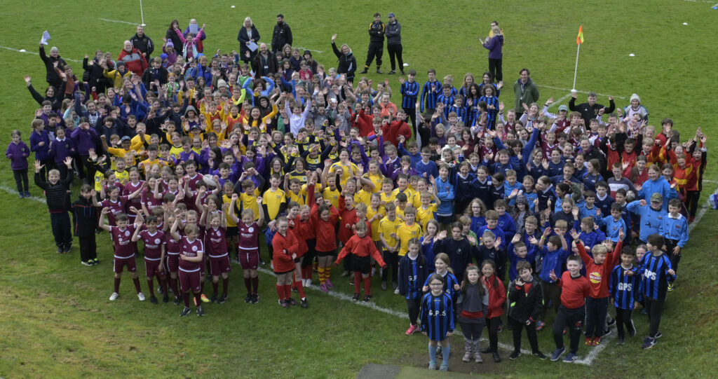 Around 250 primary pupils from classes 4-7 across Lochaber  spent an enjoyable morning a Lochaber Rugby Club in a tournament organised Highlife Highland. Photograph: Iain Ferguson, alba.photos

NO F19 Primaries Rugby 01