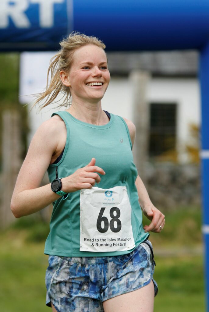 Well-known Lochaber musician, Megan Henderson, pictured, was among the runners taking part. She ran the Half Marathon, and came in fourth in her age category of 17-39yrs running with the Achilles Club.

NO F19 RTI race event Megan