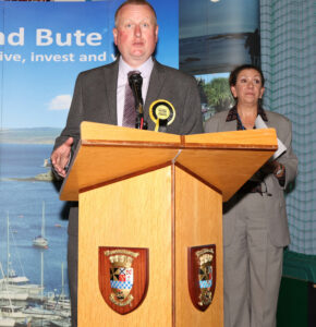 Councillor Dougie McFadzean led the first preference votes in Kintyre and the Islands. Photograph: Kevin McGlynn.