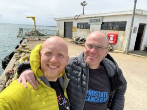 Craig Wilkie, left, joined charity cyclist Gareth Lyon in Kintyre and the pair enjoyed a visit to Gigha.