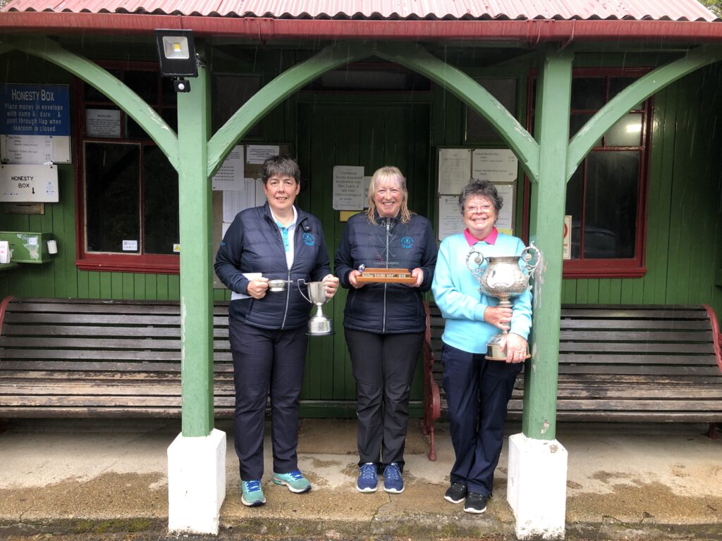 Arran Ladies Golf Union trophy winners, l to r, Susan Butchard Cir Mhor Trophy, Ann May Island Champion, Jerry Arthur Flockhart Trophy. Not pictured is Mary Jo Tod Drumadoon Plate winner.